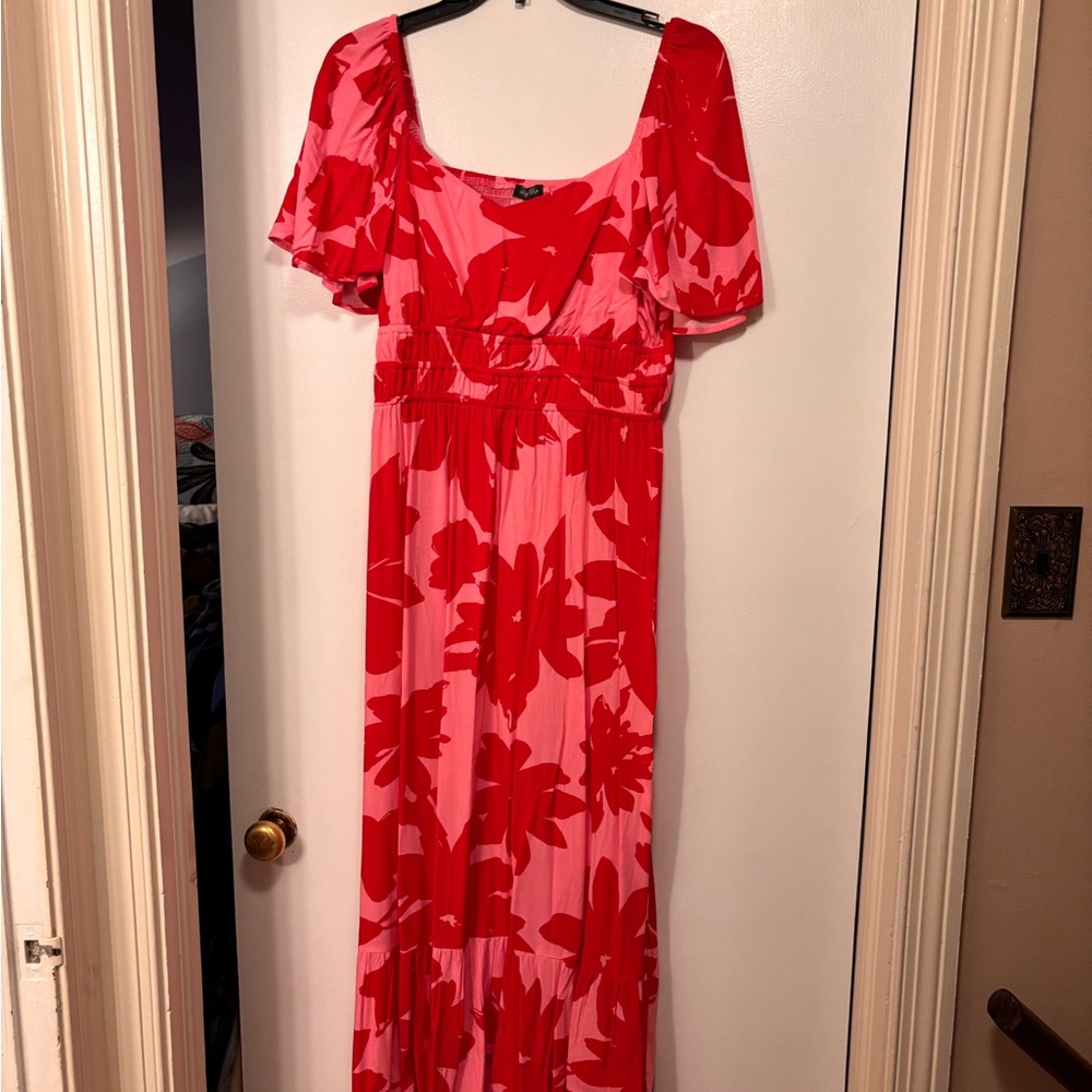 Lily Rose Red and Pink Floral Maxi Dress